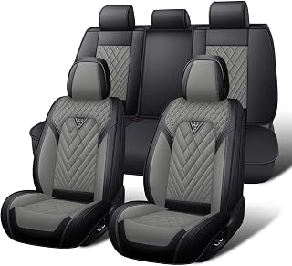 Car Seat Covers Full Set for GMC Sierra 1500 2000-2026, Waterproof Nappa Leather Car Seat Cover, Full Coverage Car Seat Covers Sets(5 Seats/Black Gray)