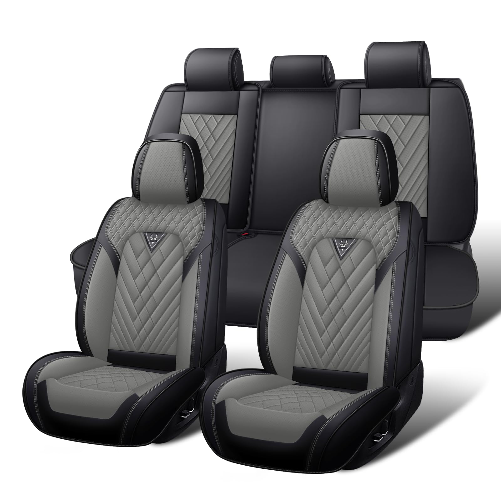 Car Seat Covers Full Set for GMC Sierra 1500 2000-2026, Waterproof Nappa Leather