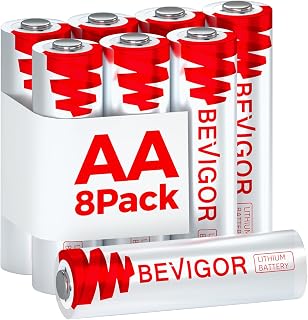 BEVIGOR Lithium AA Batteries 8 Pack, 1.5V Long Lasting Double A Batteries | Lithium Battery for Blink Camera, Smart Lock, Security Alarm, Digital Camera & High Drain Devices (Non Rechargeable)