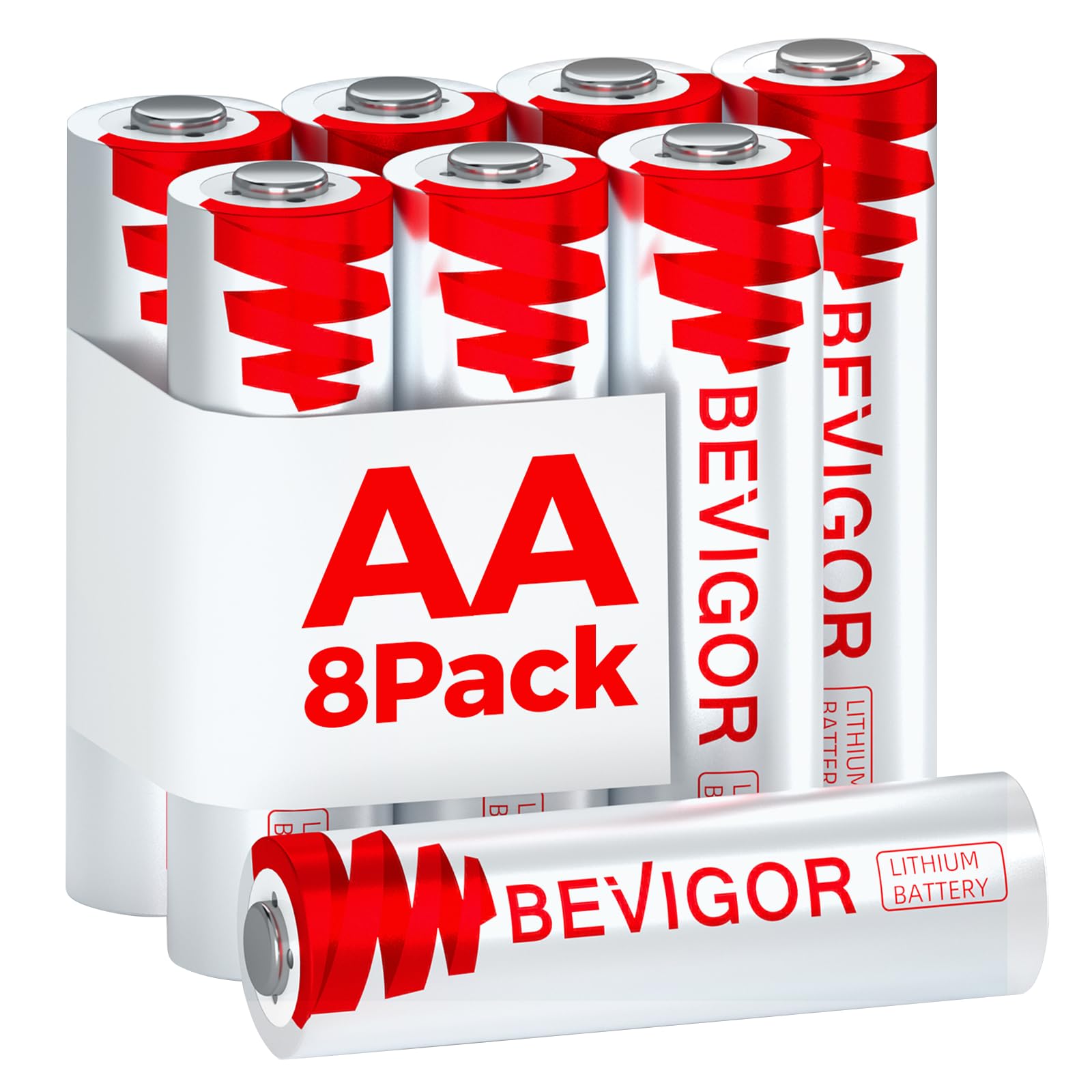 BEVIGOR Lithium AA Batteries 8 Pack, 1.5V Long Lasting Double A Batteries | Lith