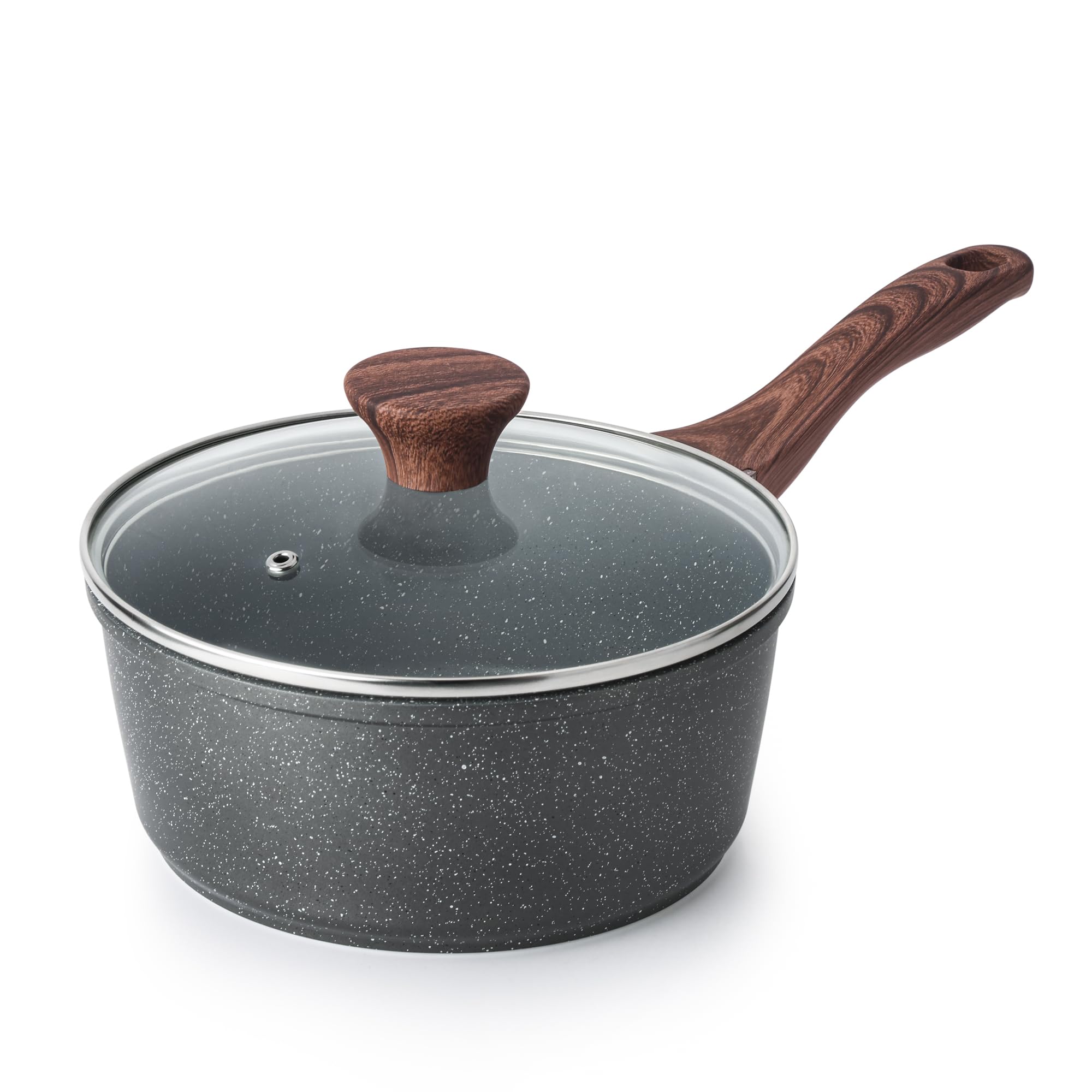 SENSARTE Nonstick Saucepan with Lid, 1.5 Quarts Small Pot with Swiss Granite Coa