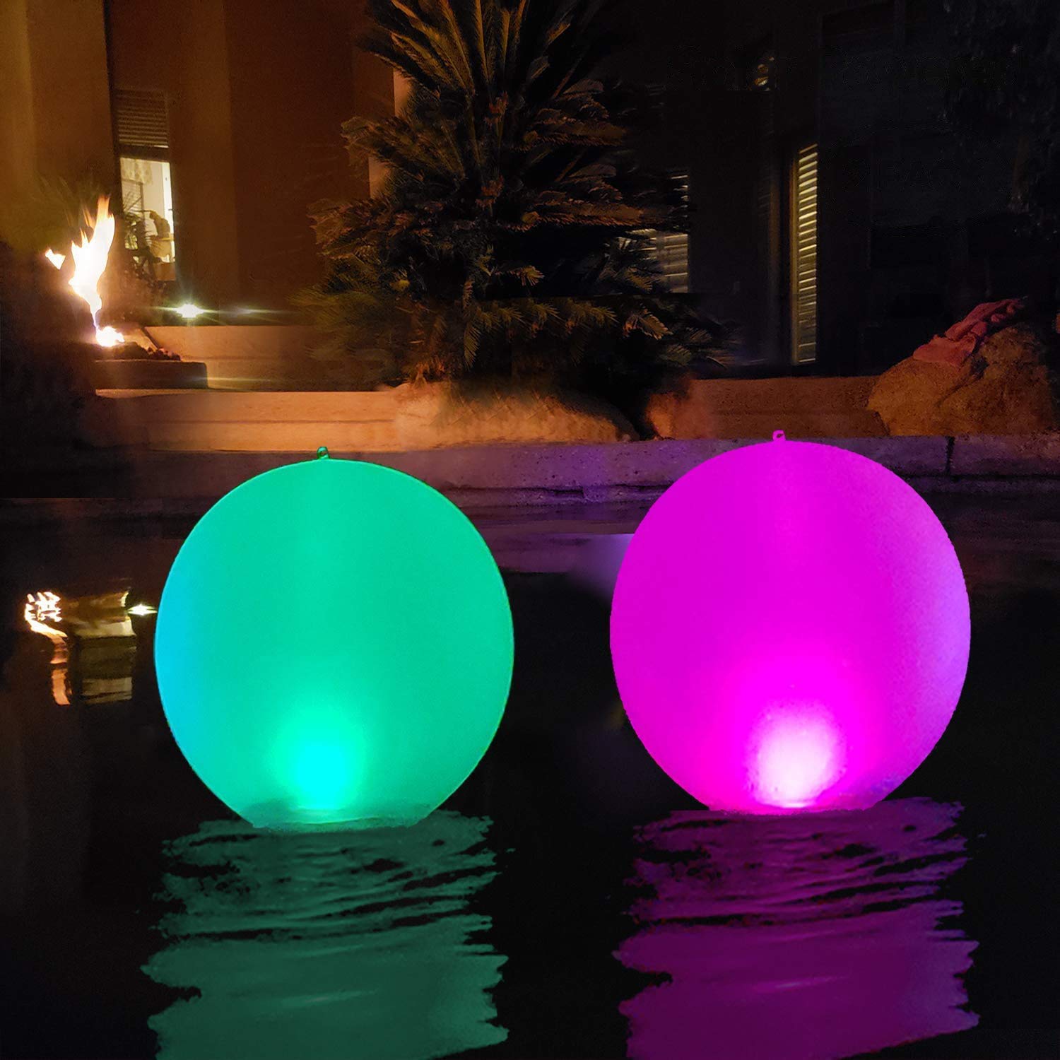Rukars Floating Pool Lights Inflatable Waterproof IP68 Solar Glow Globe 2PCS, 14