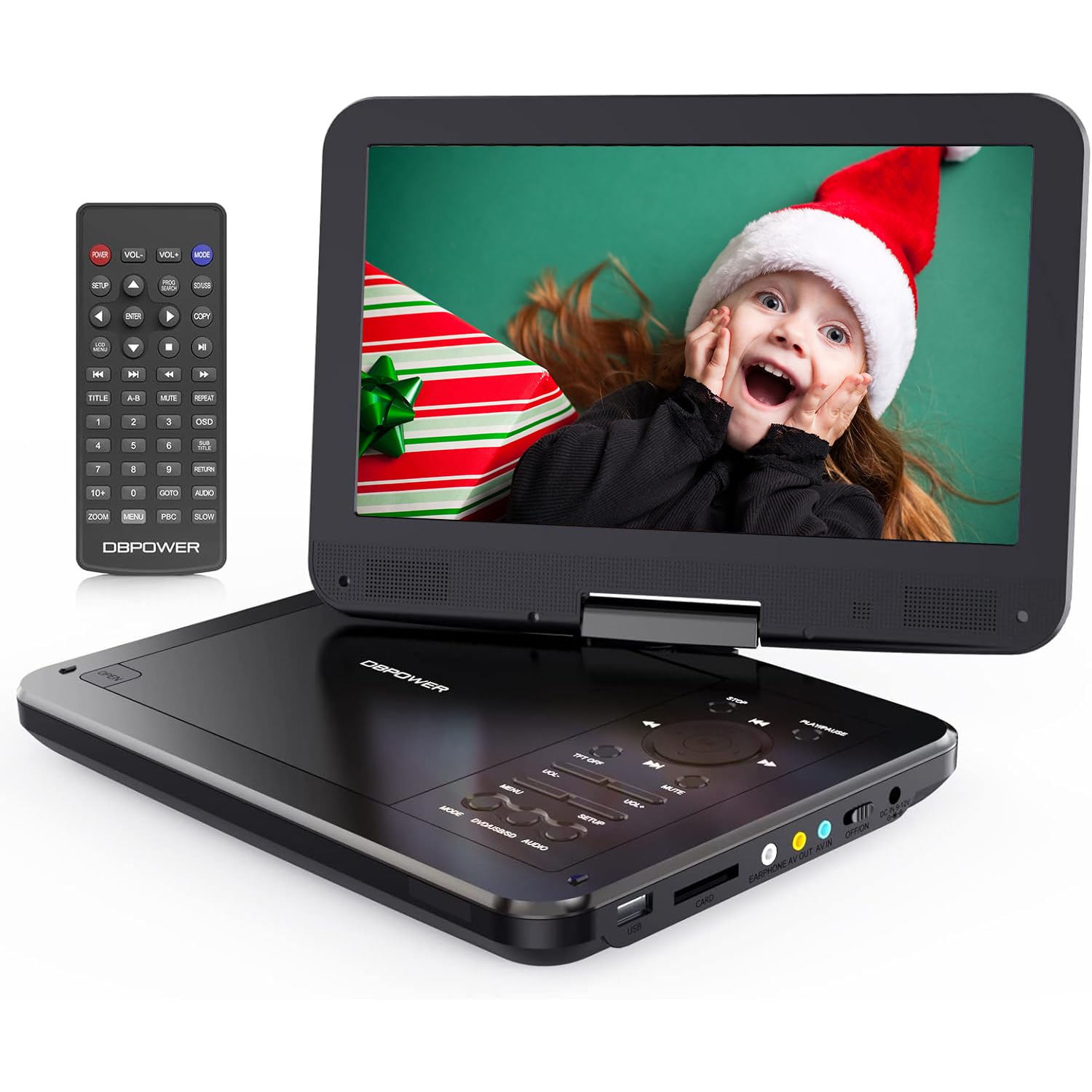 DBPOWER 12" Portable DVD Player with 5-Hour Rechargeable Battery, 10" Swivel Dis