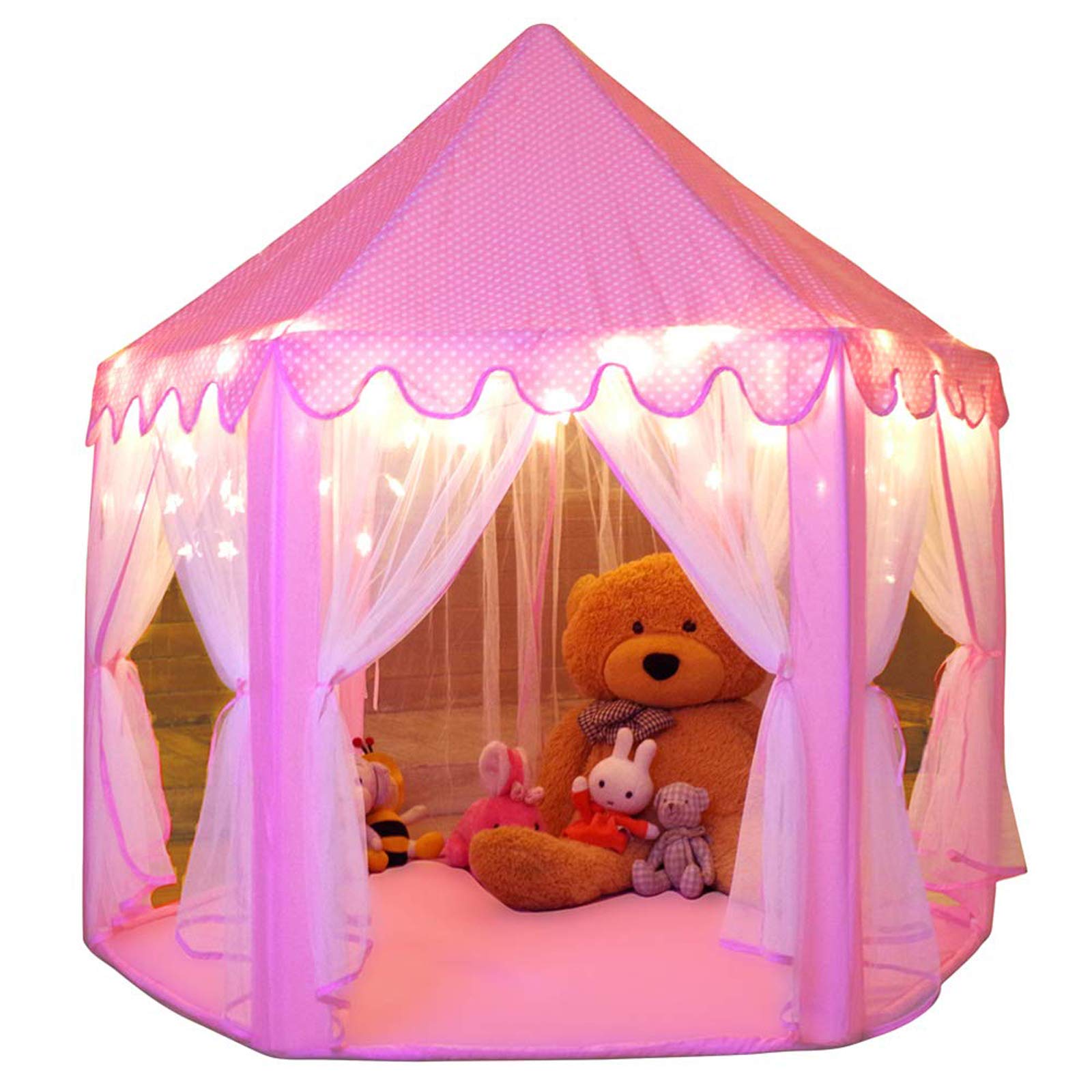Monobeach Princess Tent Girls Large Playhouse Kids Castle Play Tent with Star Li