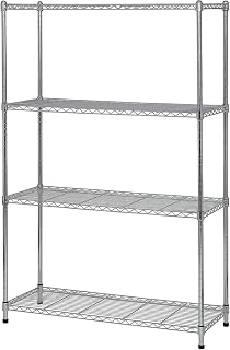 VECELO Steel Rack, 4 Tiers, Width 35.4 x Depth 13.8 x Height 53.2 inches (90 x 35 x 137 cm), Load Capacity 440.2 lbs (200 kg) each, Metal Rack, Rustproof, Chrome Plated, Storage Shelf, Cupboard, Stove
