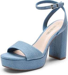 DREAM PAIRS Platform High Heels for Women Chunky Round Ankle Strap Elegant Heels Sandals for Party Prom Wedding