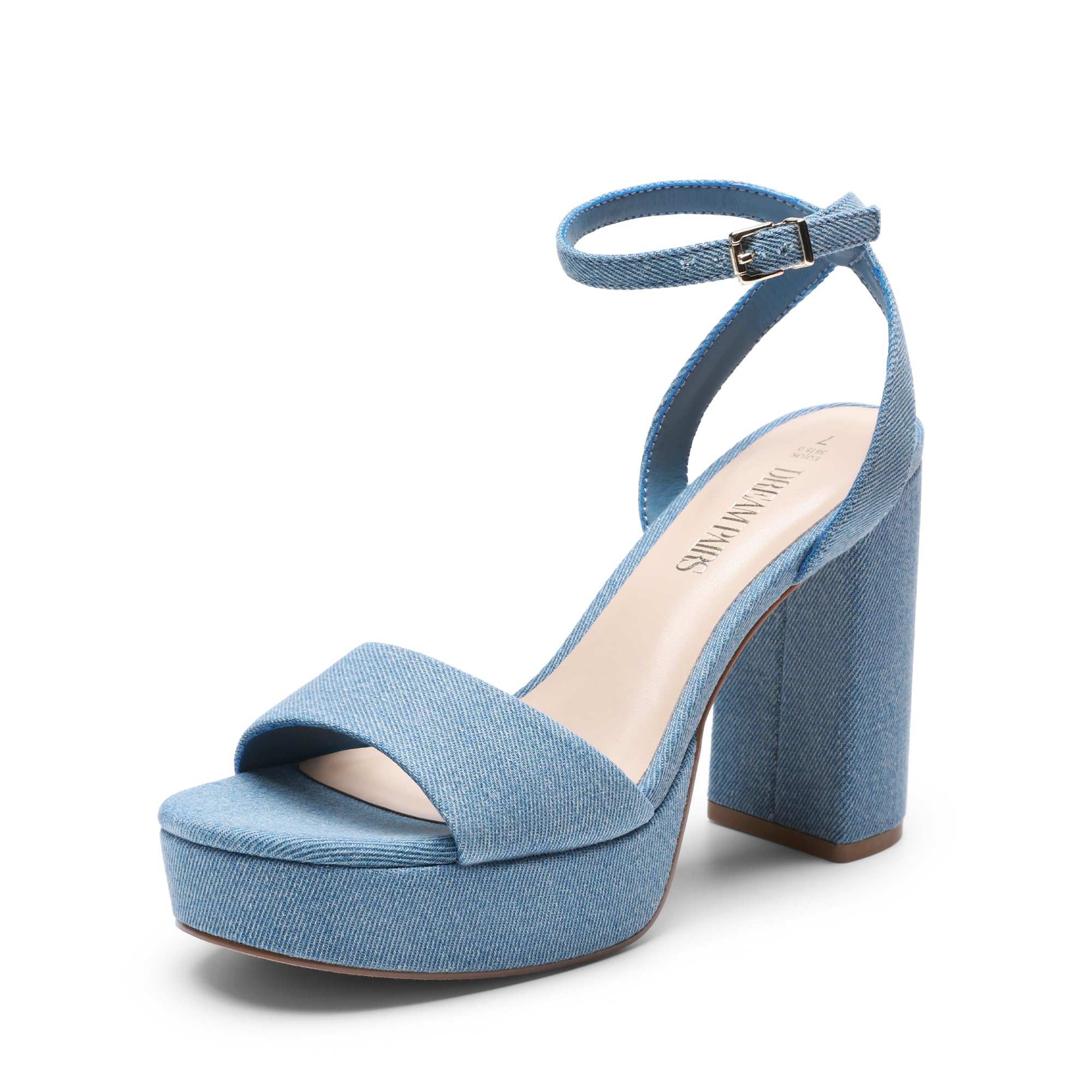 DREAM PAIRS Platform High Heels for Women Chunky Round Ankle Strap Elegant Heels