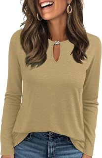 Long Sleeve Shirts for Women Crew Neck Casual Fall Tops Cute T Shirts