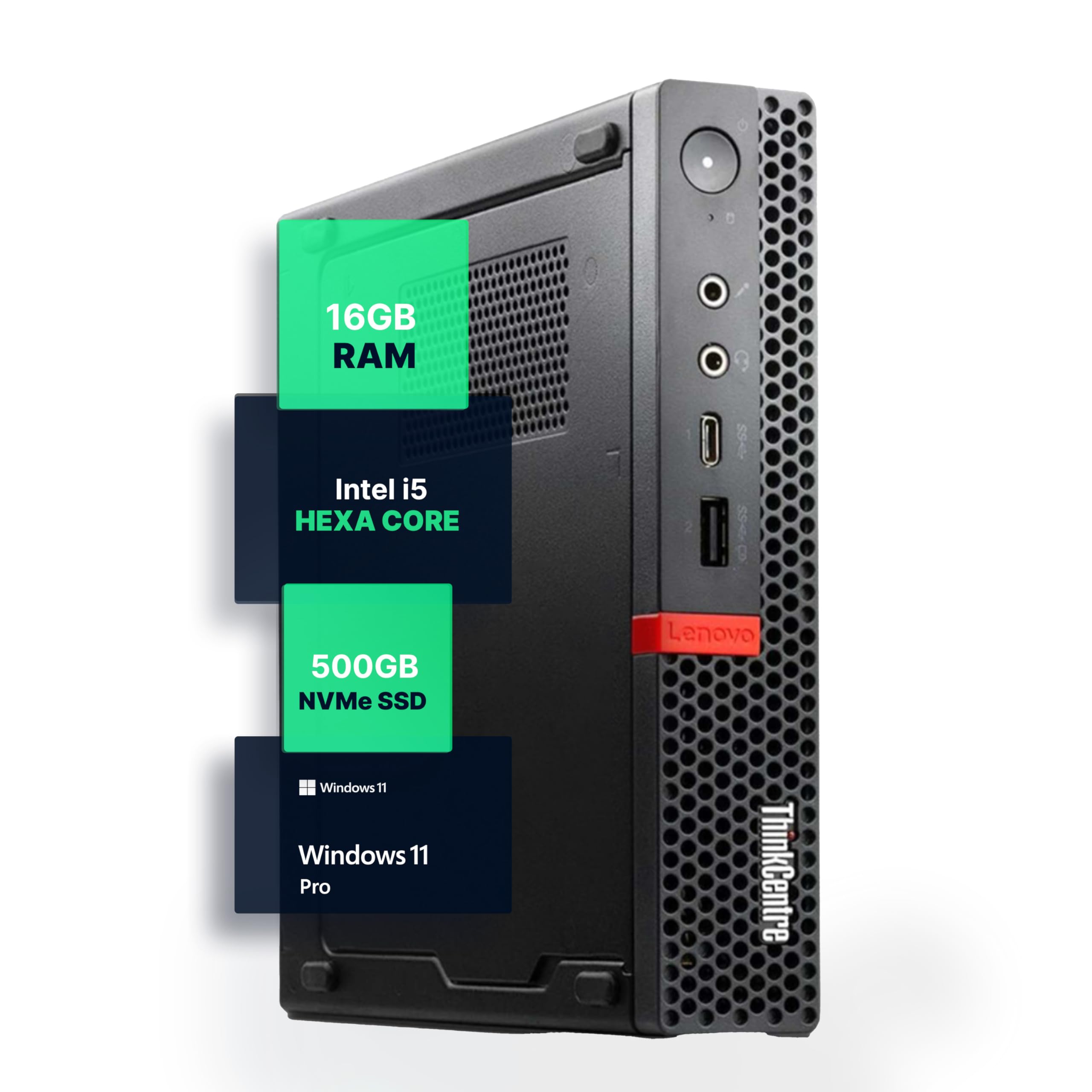 Lenovo M720Q ThinkCentre Mini PC | Windows 11 Pro | Intel i5-8400T | 16GB RAM + 