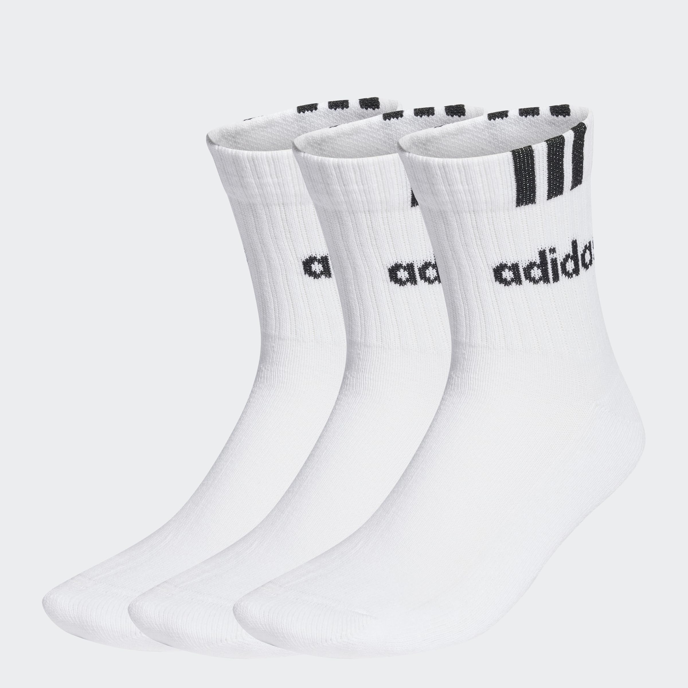 adidas Mixed 3-Stripes Linear Half-Crew Cushioned Socks 3 Pairs