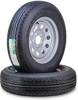 ROCKMAN Trailer Tire Wheel ST205/75R15 8-Ply D 107M 5X4.5 Silver Mod Rim S2 | 5 Lug on 4.5" PCD Rim Assembly Load Range D