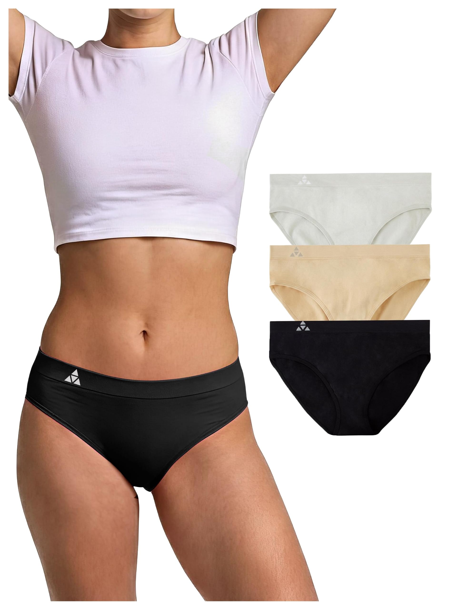 Balanced Tech Women's 3 Pack Classic Seamless Hipster Brief Bikini Shorts