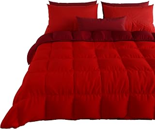 PETTI Artigiani Italiani - Winter Quilt 260x270 cm Super King, Warm Reversible Double Face Quilt Burgundy, Hypoallergenic Microfibre 300g/m², Soft and Cosy, Made in Italy