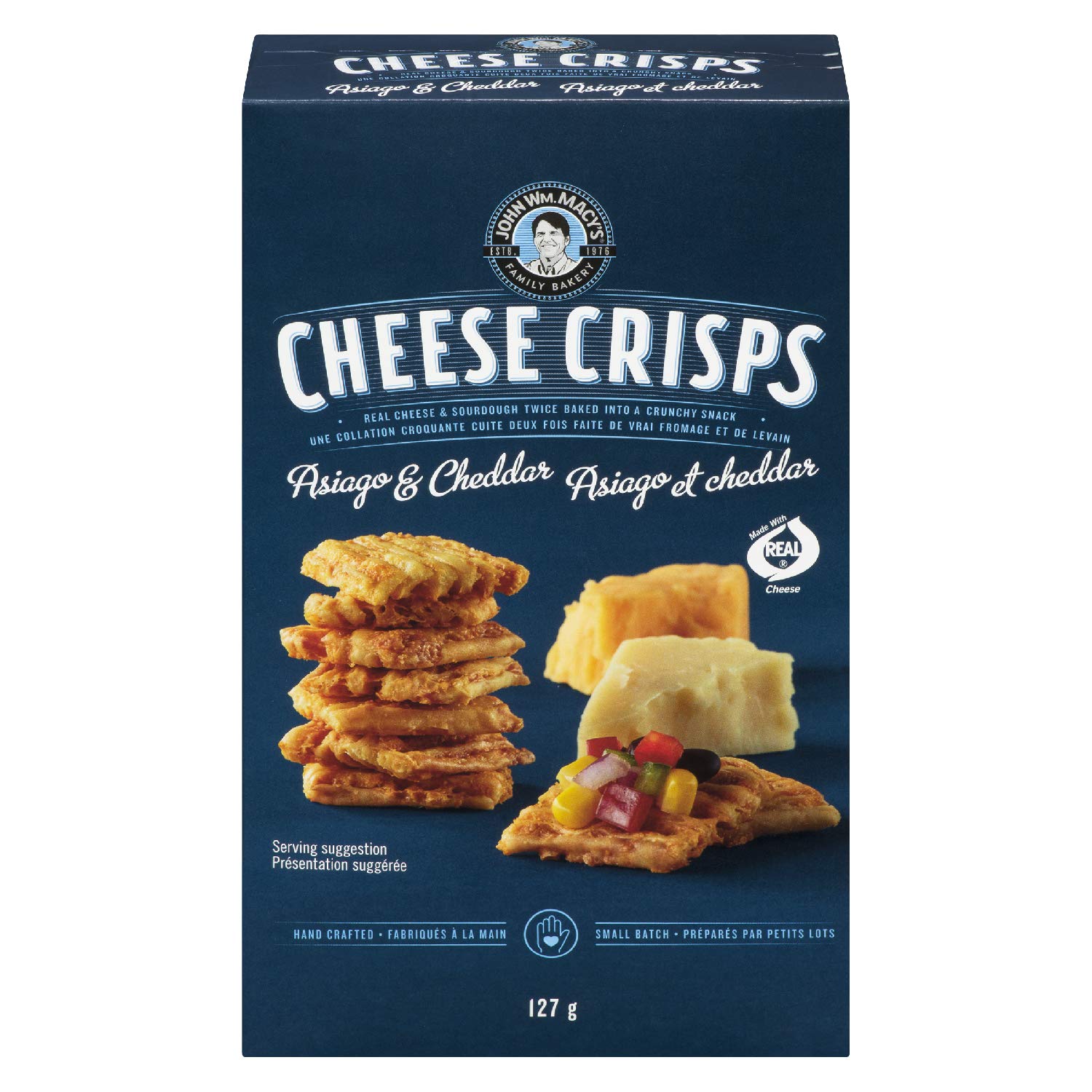 John Wm. Macy's Cheddar & Asiago Cheesecrisps, 127g