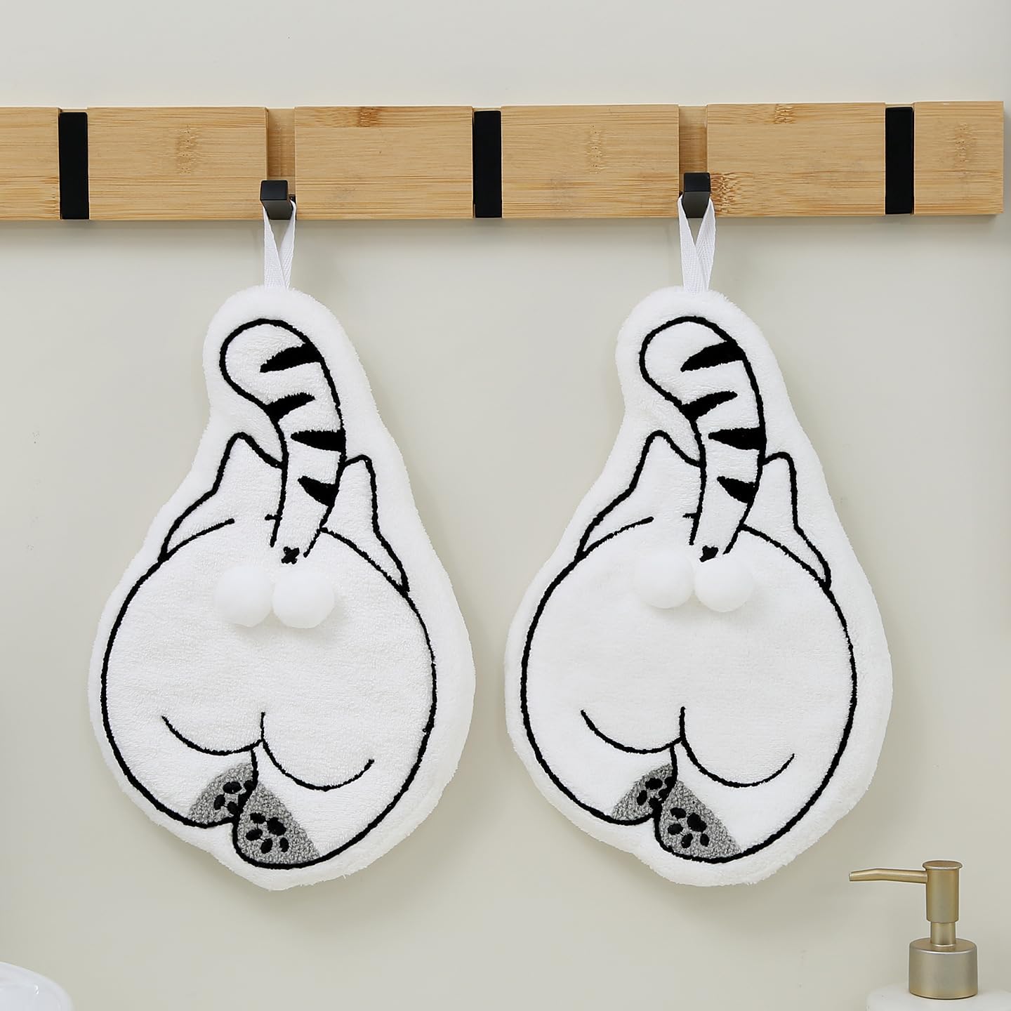 Black Cat Hanging Towel Soft Absorbent Kitchen Bathroom Cute Decorative Hand Dry