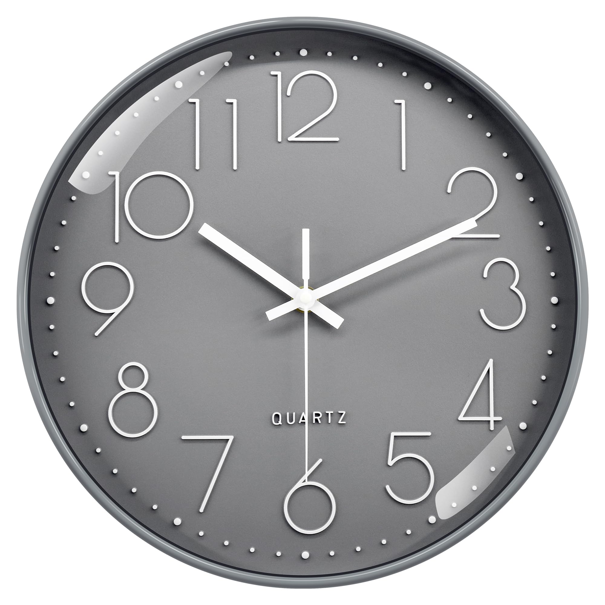 VIKMARI 12 Inch Grey Modern Wall Clock Silent for Living Room Office