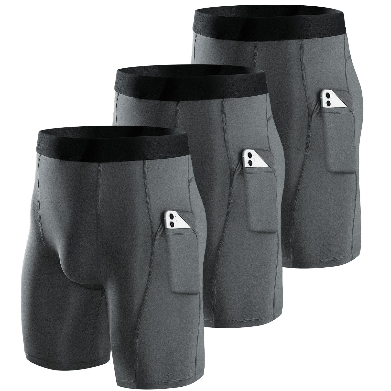 Niksa 3 Pieces Running Tights Men Short Shorts Basic Compression Men Shorts Work