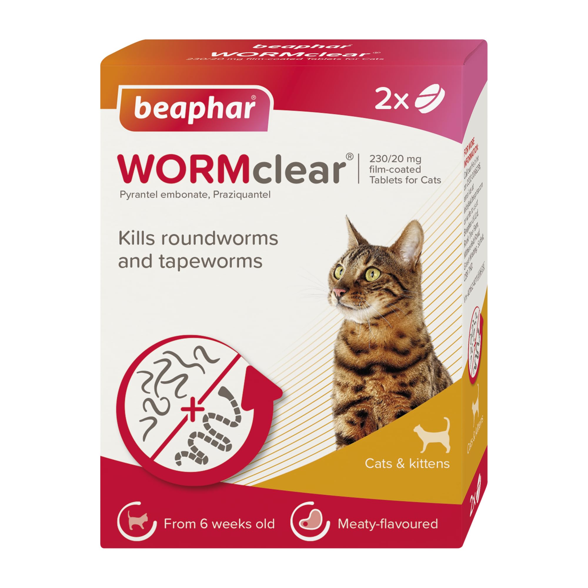 Beaphar - WORMclear® Tablets for Cats - 2 Tablet Pack - Kills All Common UK Inte