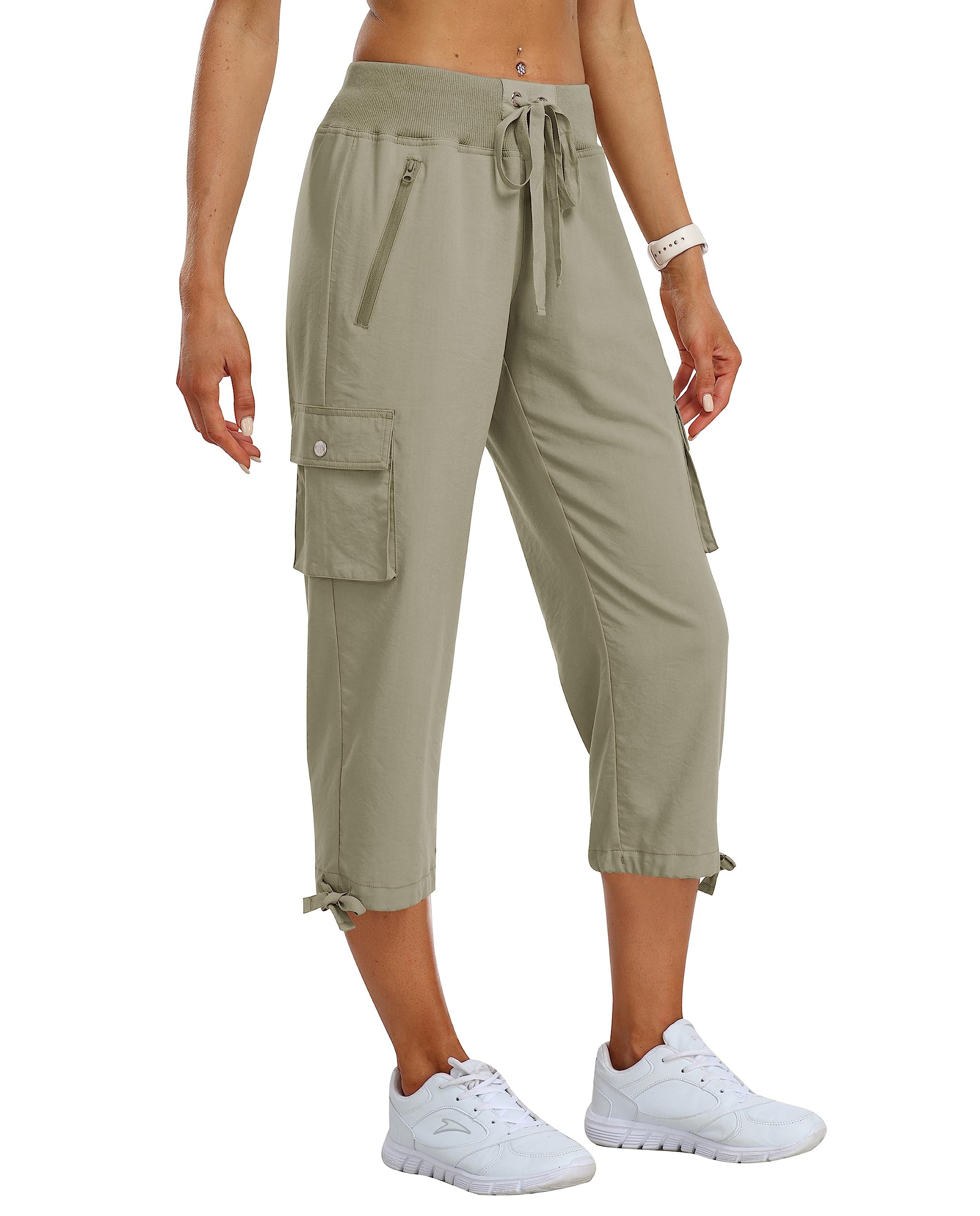 MoFiz Women's Cargo Trousers Capri Trousers Summer 3/4 Lightweight Outdoor Hikin