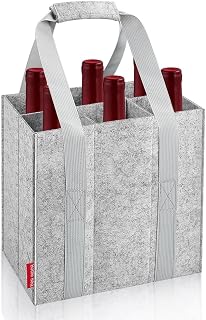 Eurhomewit Bottle Bag 6 Compartments, Wine Bottle Carrier Felt Wine Tote Bag Holder with Protable Handles, Reusable Wine Bottle Bag for Transporting Red Wine, Champagne, Beer and Water Bottles - Grey