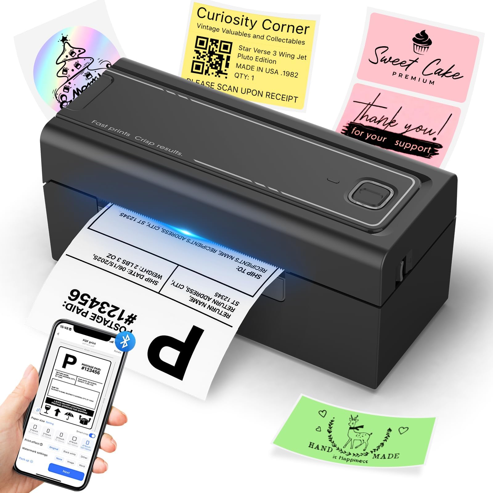 Hoorola Bluetooth Thermal Shipping Label Printer, Wireless 4x6 Shipping Label Pr