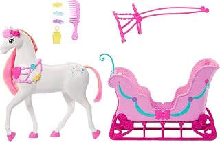 ​Barbie in the Nutcracker Land of Sweets Horse & Sled | Colorful Scented Hair, Comb & Candy-Scented Accessories​​