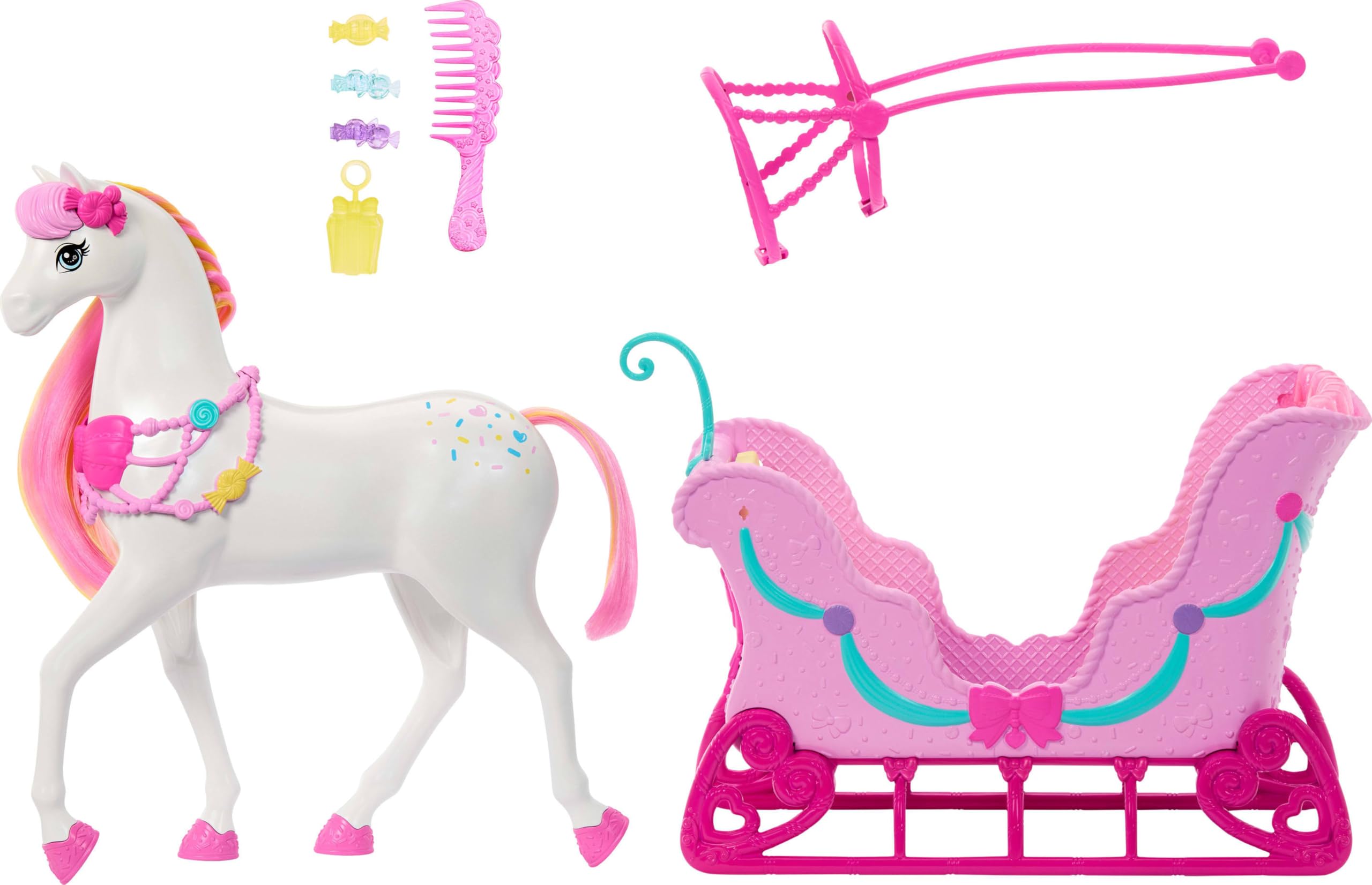 ​Barbie in the Nutcracker Land of Sweets Horse & Sled | Colorful Scented Hair, C