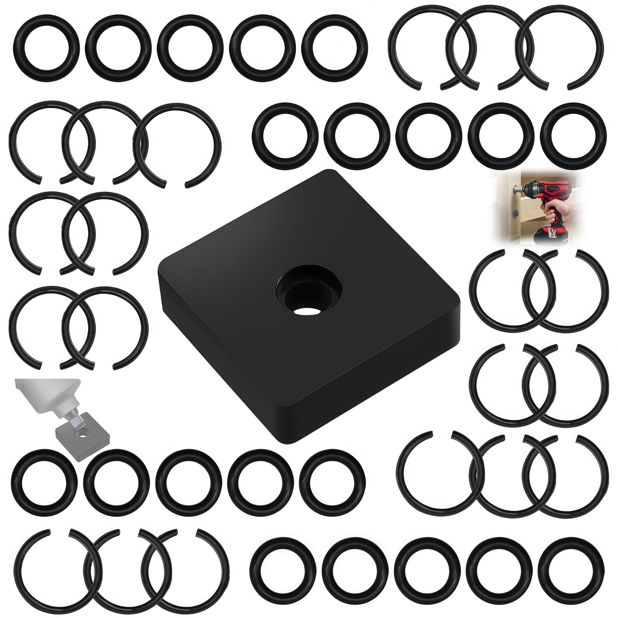 (20 Sets) 3/8" Impact Retaining Ring Clip Impact Friction Ring with O-Ring | for