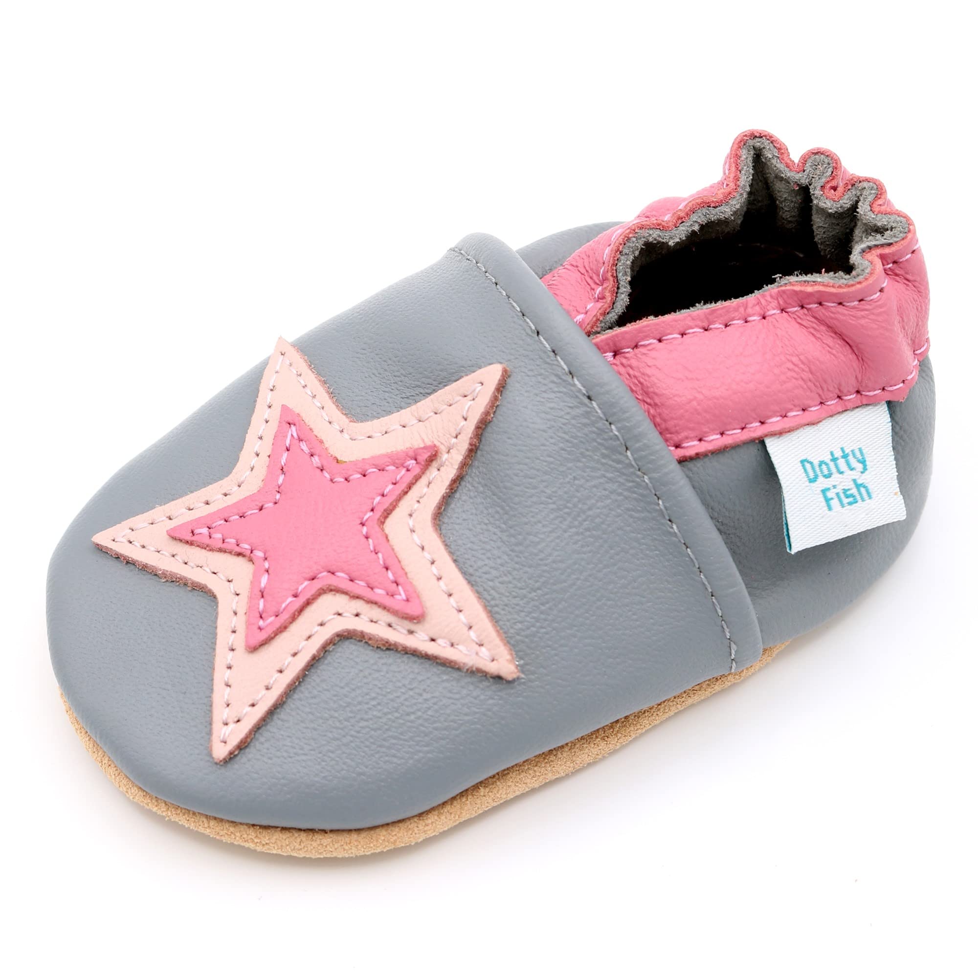 Dotty Fish Baby Shoes First Steps Soft Leather Non-Slip 0-5 Years