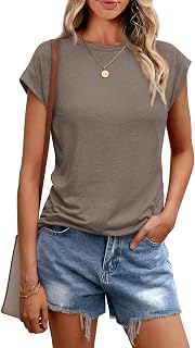 Cuptacc Women's T-Shirt, Elegant Summer Top with Round Neck, Short Sleeve Basic Blouse, Business Outfit