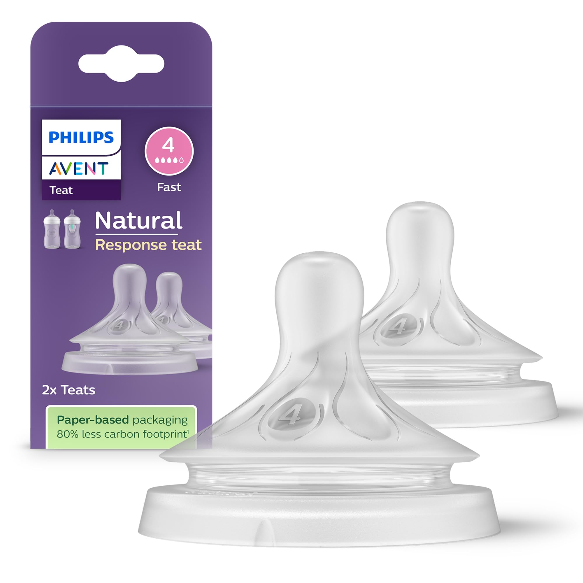 Philips Avent Natural Response 0% BPA Free Feeding Bottle Teats, Flow 4 for Babi
