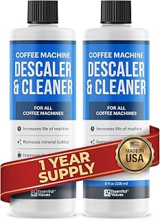 Essential Values Descaler, Universal Descaling Solution, Made in the USA for Delonghi, Keurig, Breville, Nespresso (4 Uses) Coffee Machine Cleaner for all Automatic Coffee Makers & Espresso Machines