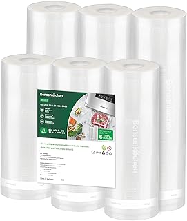 Bonsenkitchen Vacuum Sealer Rolls bags, 3 Rolls 11"x 20'+ 3 Rolls 8"x 20' | 6 Pack, Commercial Grade, Durable, BPA-Free, Custom-Size Vacuum Sealer Bags for Dry/Moist Food Storage and Sous Vide, VB3211