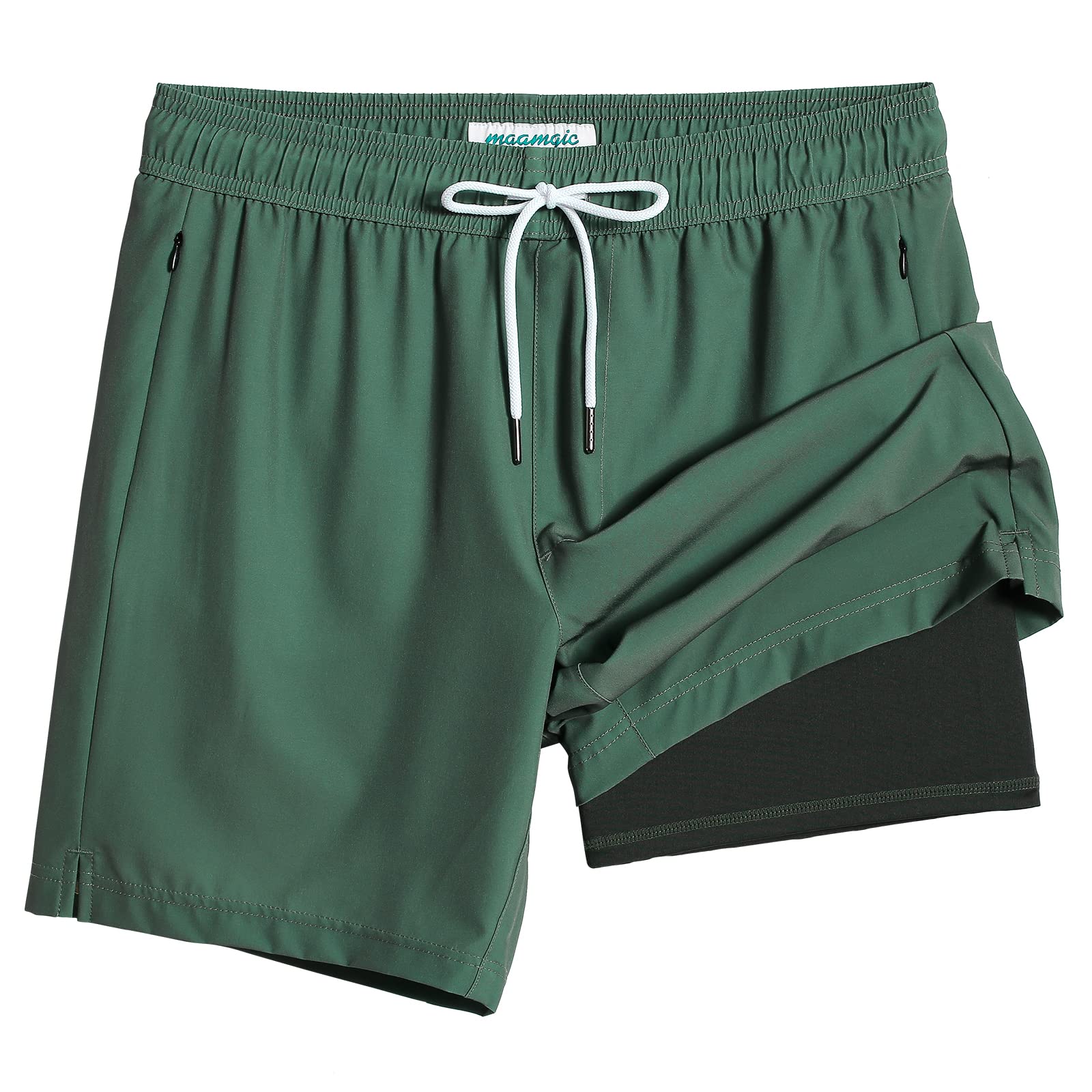 maamgic Mens Swim Trunks with Compression Liner 7" Stretch Quick Dry Beach | maa