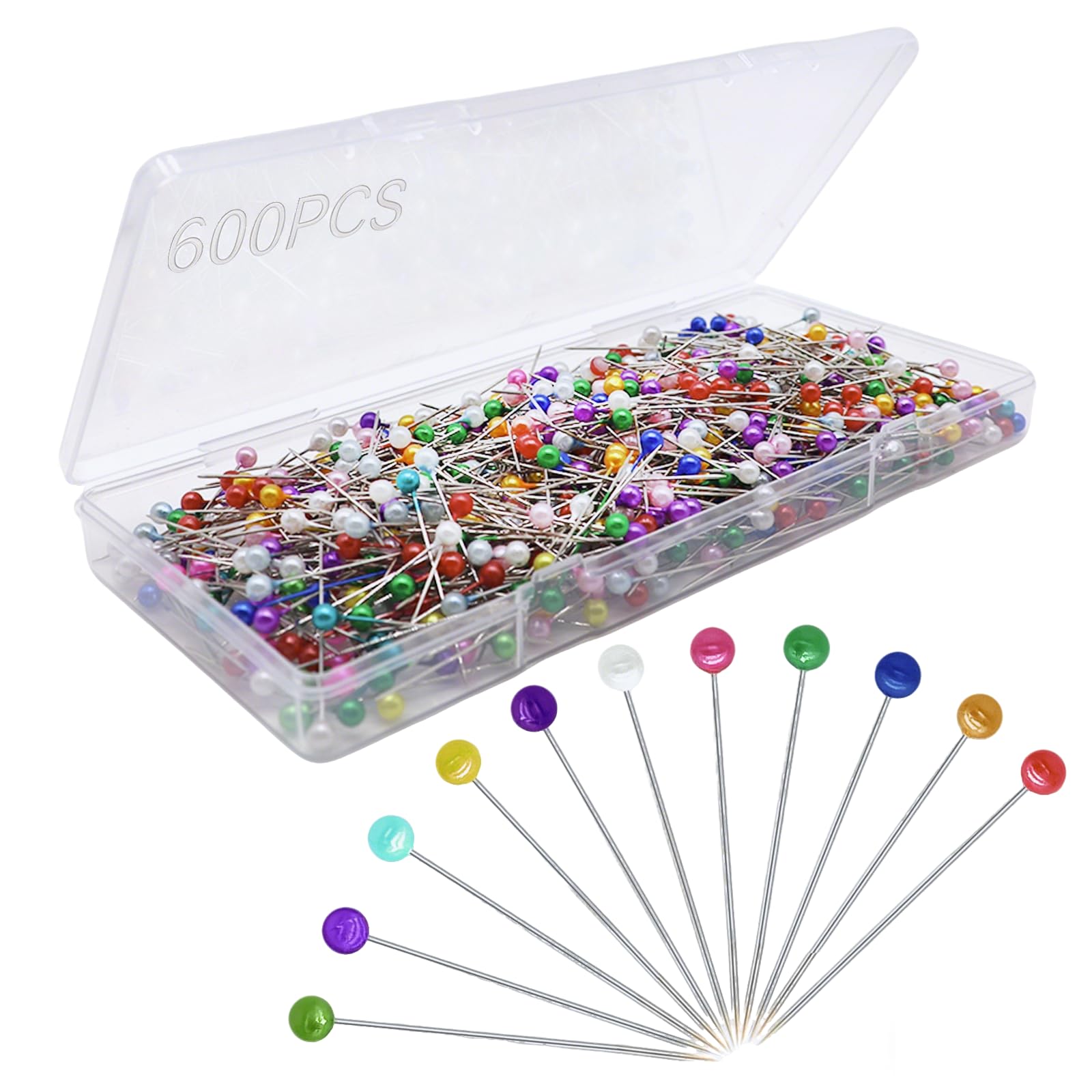 600PCS Sewing Pins, Straight Pin for Fabric, Pearlized Ball Head Quilting Pins L