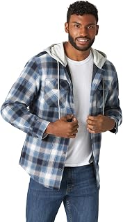 Wrangler True Men's Long Sleeve Flannel Shirt Hooded Jacket Quilted Lining