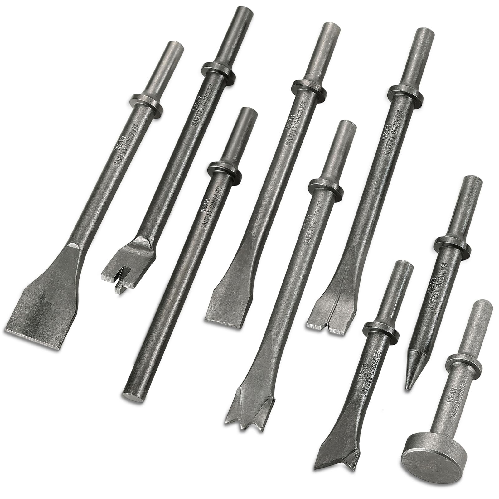 FLKQC 10pcs Air Hammer Chisel Set, 0.401" Pneumatic Hammer Bits with Spring | Ai