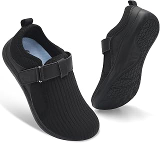 JIASUQI Wide Womens Walking Shoes Adjustable Barefoot Shoes Breathable Diabetic Shoes Zero Drop Neuropathy Edema Nursing Shoe Wide Width Sneakers