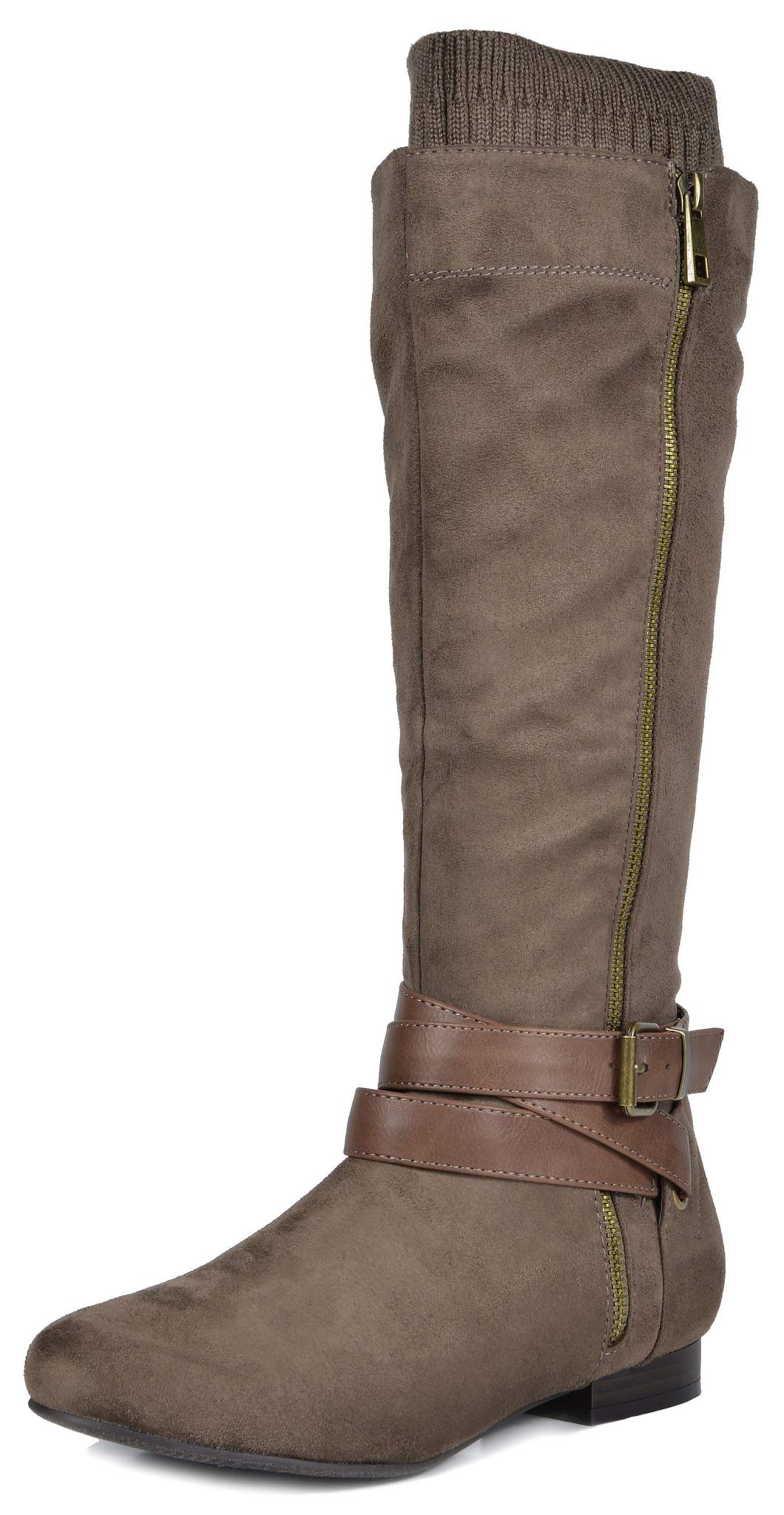 Dream Pairs BLVD Women's Winter Knee High Boots, khaki, 44 EU