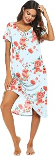 Ekouaer Nightgowns for Women Short Sleeve Night Gowns Plus Size Night Shirt