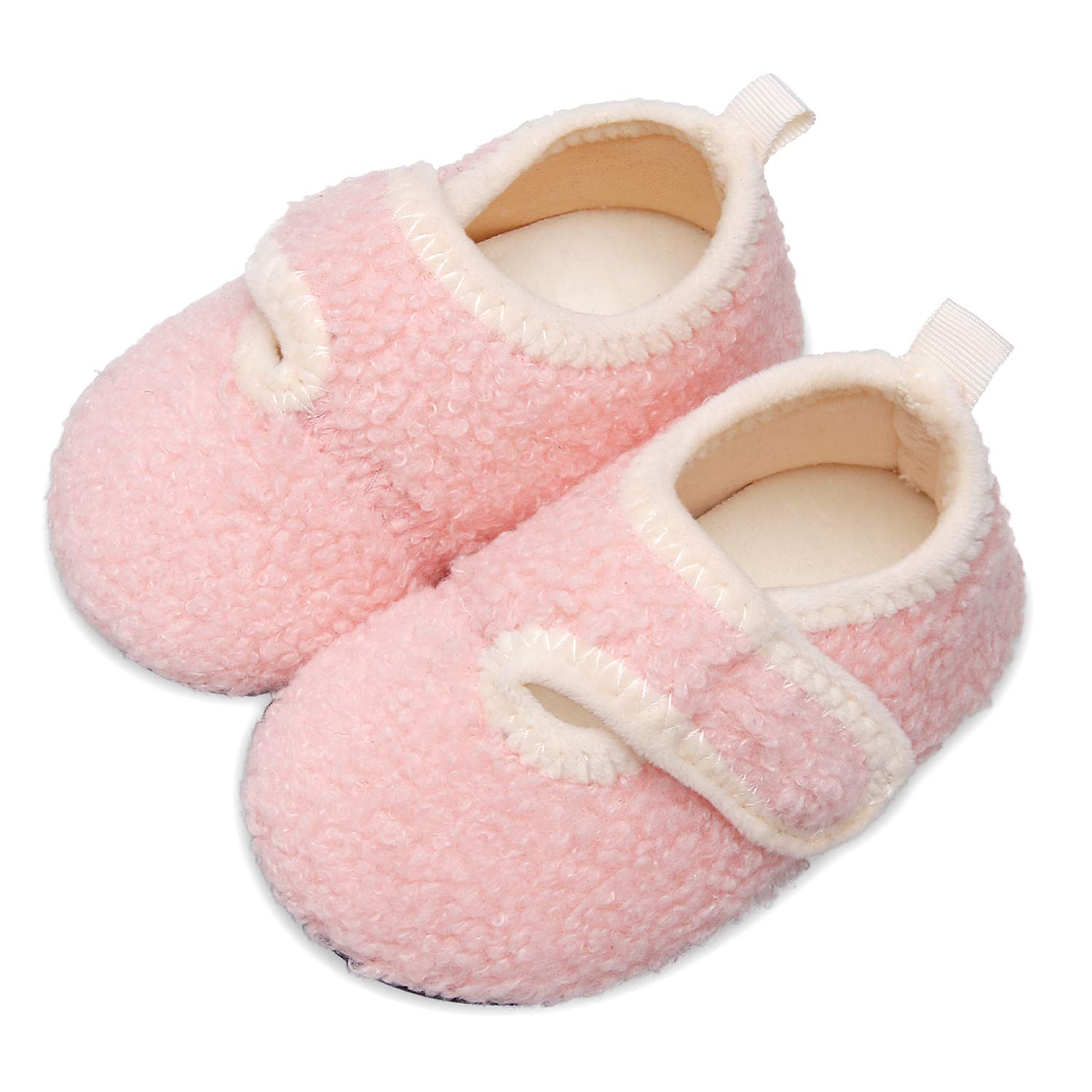 L-RUN Baby Boys Girls Wool Like House Slippers Kids Light Weight Anti-Skid Shoes