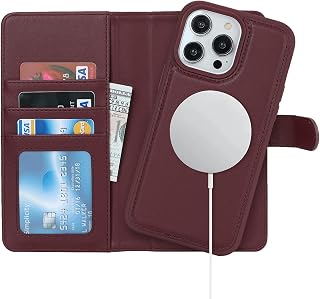 Havaya iPhone 14 Pro Max Case Magsafe Compatible iPhone 14 Pro Max Case Book-Style Magsafe Shockproof 【Detachable 2-in-1】 Card Storage iPhone 14 Pro Max Wireless Charging Compatible Faux Leather (6.7