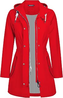 Women's Rain Jacket Long Waterproof Breathable Transition Jacket Hooded Outdoor Jacket S-3XL