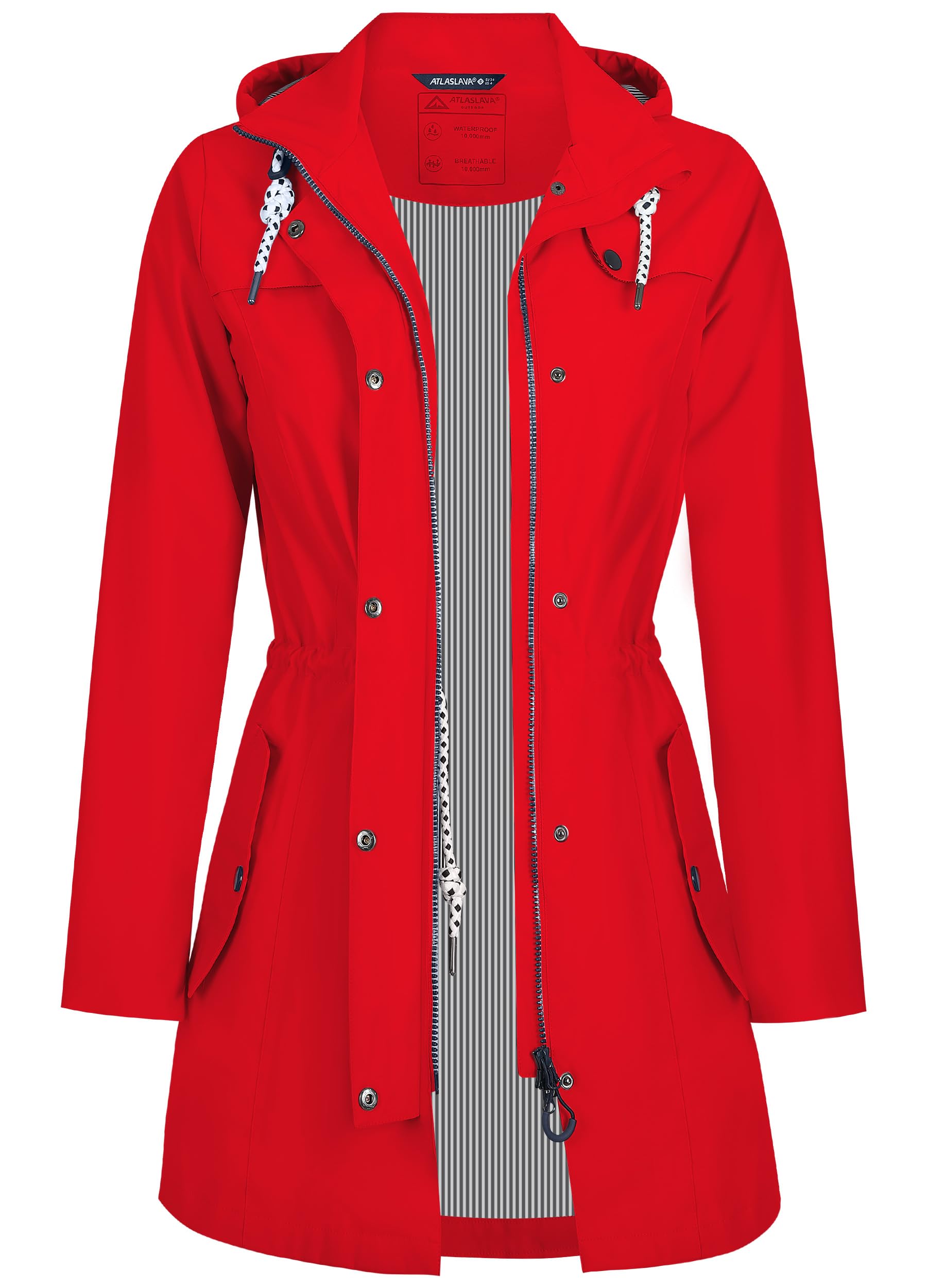 Women's Rain Jacket Long Waterproof Breathable Transition Jacket Hooded Outdoor 