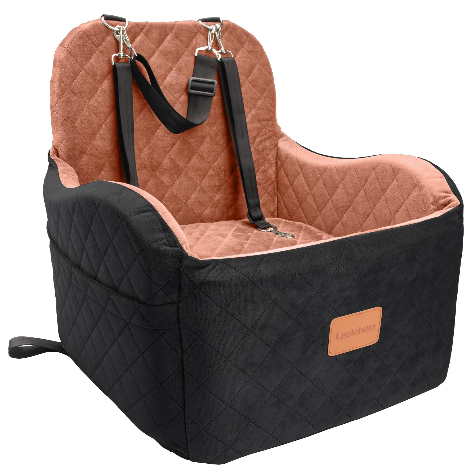 Lealchum Dog Booster Car Seat for S/M Dogs Up to 35lbs,Soft 6in Elevated Cushion