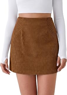 Cicy Bell Minigonna da donna in velluto a coste casual a trapezio con pantaloncini