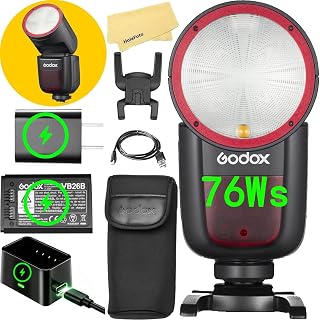 Godox V1 V1-C V1C TTL Round Head Camera Flash for Canon Flash Speedlite | Godox Flash for Canon,76Ws 2.4G 1/8000s HSS,480 Full Power Flashes,1.5s Recycle Time,10 Level LED Modeling Lamp(USA Version)