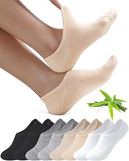 Toes Home Sneaker Socks Women's Socks Men's 8 Pairs Bamboo Socks Sneaker Socks Invisible Unisex Bamboo Socks No Show Socks with Non-Slip Silicone Footies