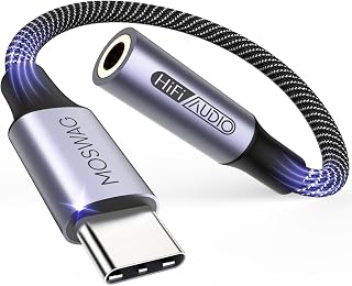 MOSWAG USB C to 3.5mm Jack, Stereo Type C to 3.5mm Aux Headphone Adapter | Hi-Fi Digital Audio Earphone Adaptor, Nylon Braided Audio Jack for Samsung Galaxy, iPhone, Pixel, iPad Pro, HUAWEI, Xiaom