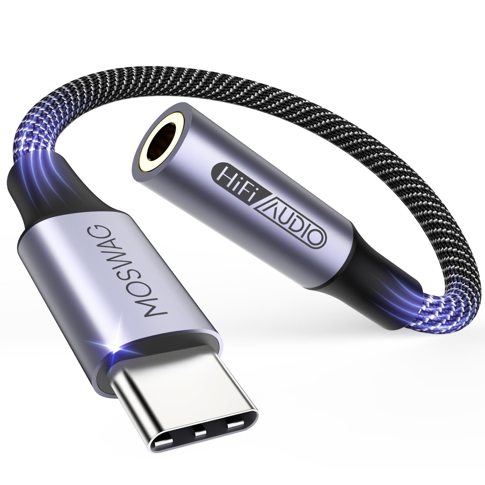 MOSWAG USB C to 3.5mm Jack, Stereo Type C to 3.5mm Aux Headphone Adapter | Hi-Fi